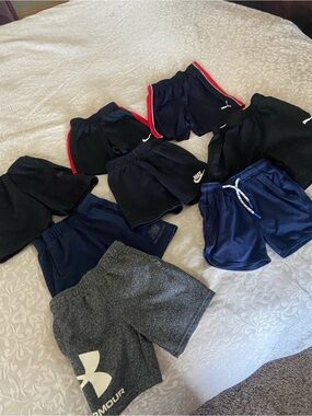 Lot of 8 Boys Shorts - Black, Navy, Gray Nike Under Armour New Balance Puma TB